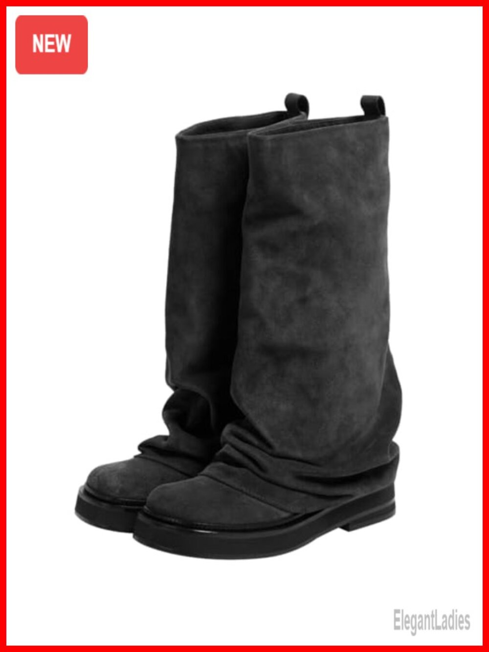 Womens Slouchy Mid-Calf Moto Boots Low Heel Fold Over Synthetic
